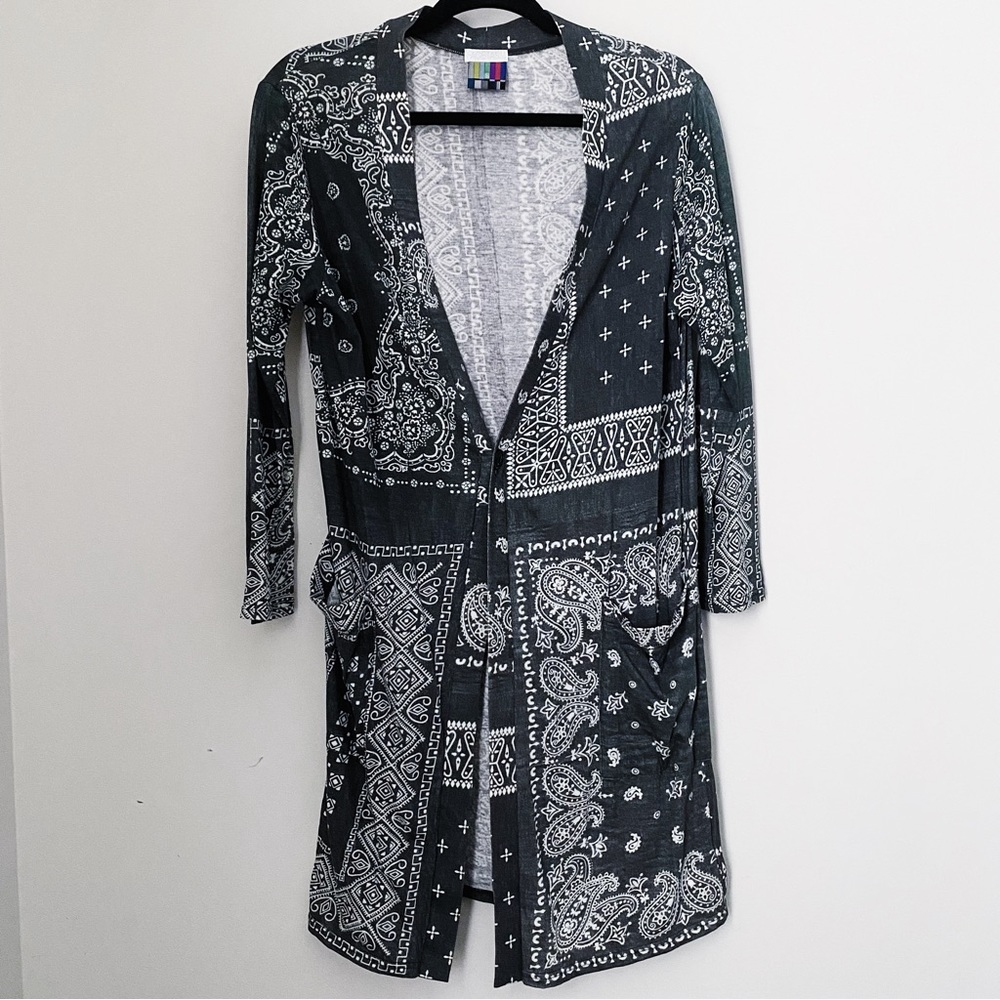 Facetasm Japan Black White Paisley Long Cotton Cardigan S M FARFETCH